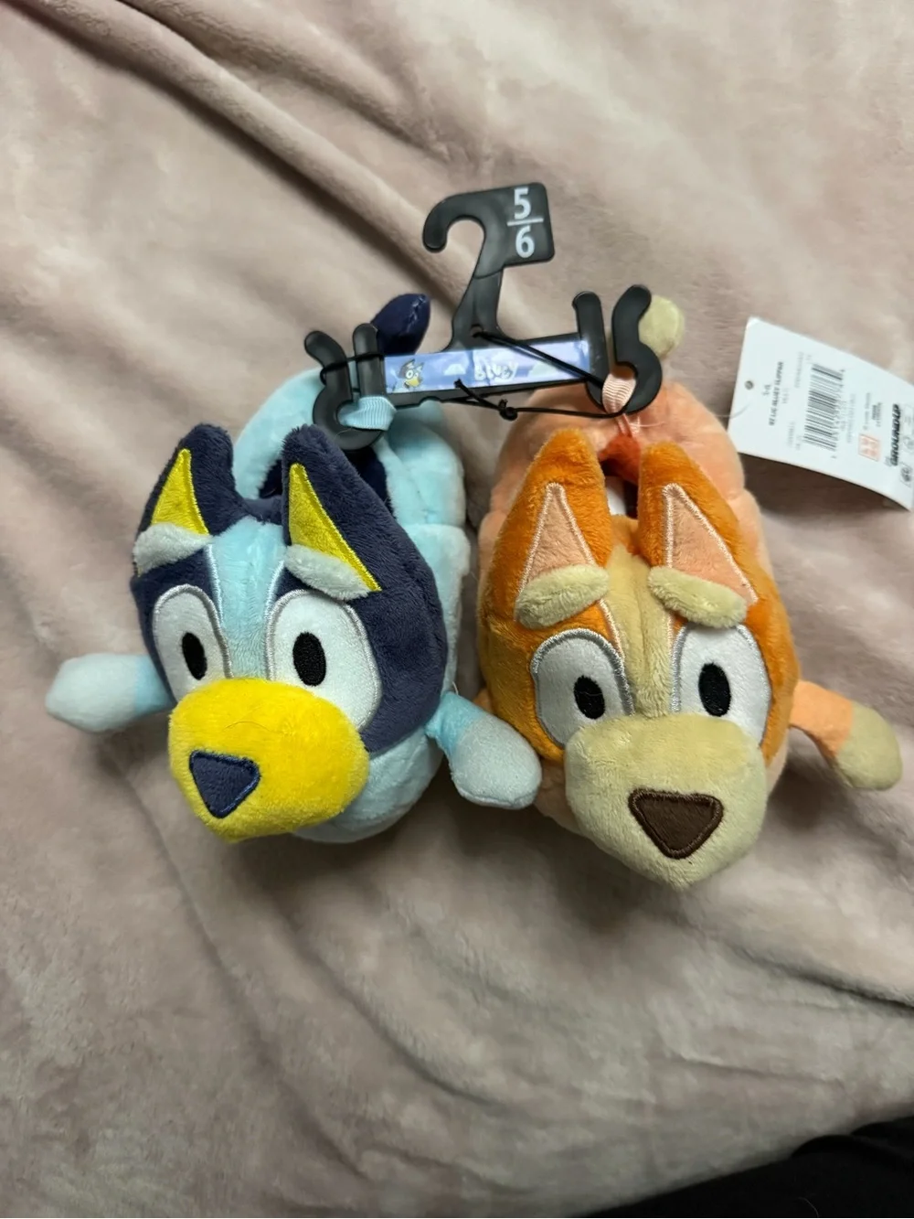 Plush Dog Rattle Pair in Light Blue & Orange
